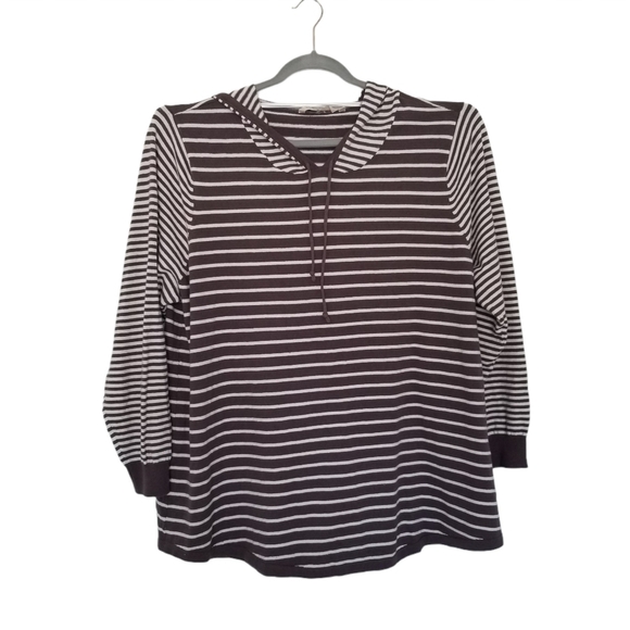 Soft Surroundings Striped Sz Medium Sweater Hoodie - Picture 4 of 6